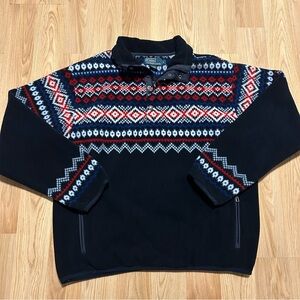 Vintage Polo Ralph Lauren Mens Sweater Large Blue Isle Pattern 1/4 Zip Nordic